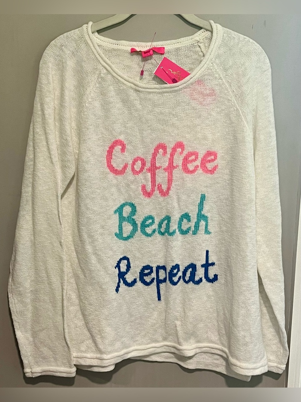 NWT Lilly Pulitzer Danette Sweater Size Large RESORT WHITE COFFEE INTARSIA